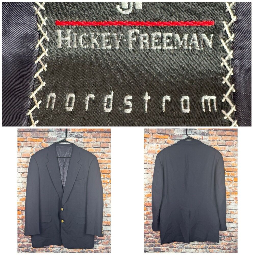Hickey Freeman x Nordstrom Canvassed Suit Jacket Gold Buttons 44 Long
